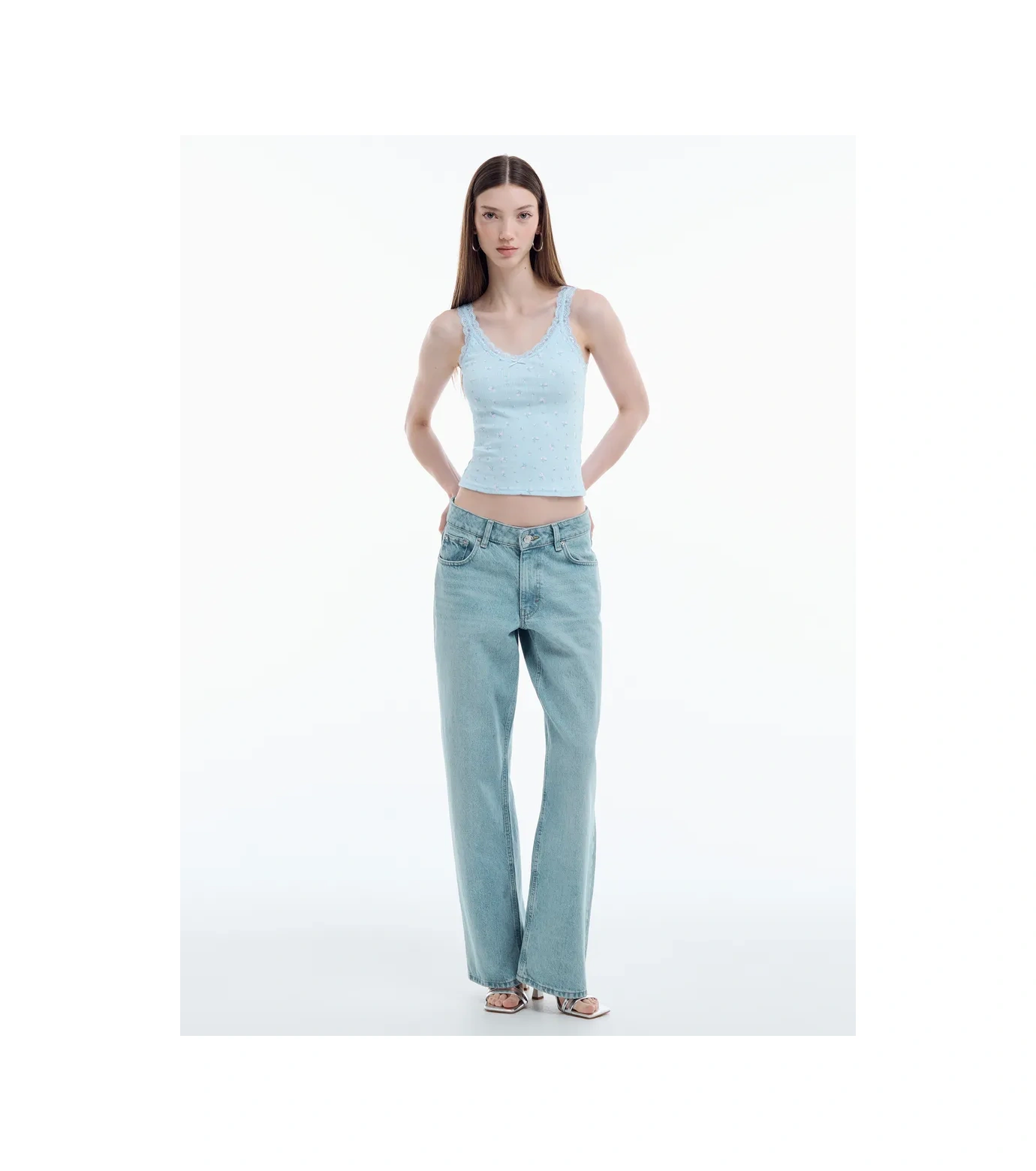 Tvoe Çiçek Desenli Dantelli Atl 444802920 Açık Mavi