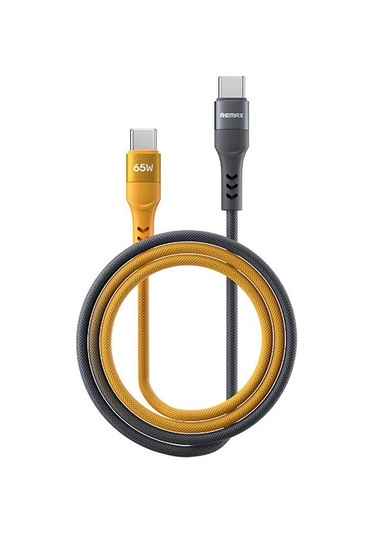 Remax Cb16 Pd65w Tip-c Tip-c Makaron Örgülü Hızlı Şarj Veri Kablosu, Uzunluğu: 1.2m Siyah Turuncu