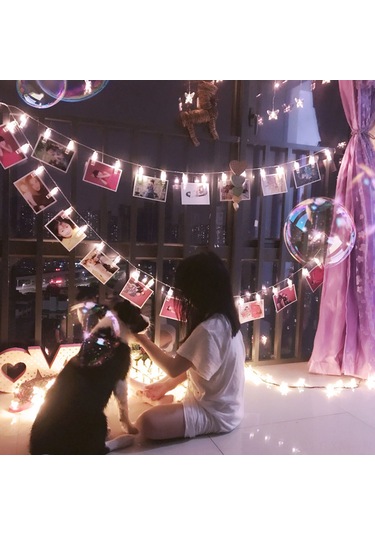 Ximistore9 20 Led Pil Kutu Fotoğraf Klipsi Iç Mekan Bayram Dekorasyonu Noel Ağaçları Işıltısı Sıcak Beyaz