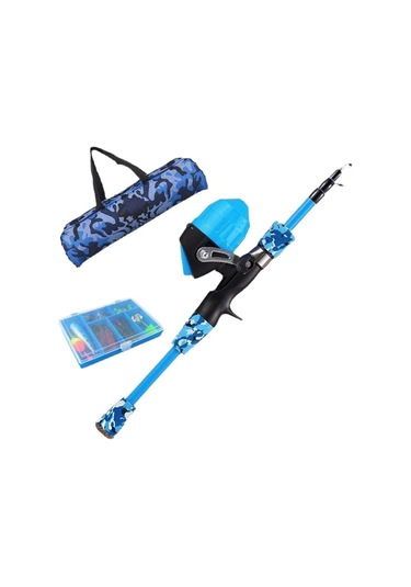 Vkemall Çocuklar İçin 1.5m Camo Pembe Telescope Olta Seti - Başlangıçcılar İçin Dışarıda Balık Tutma Malzemeleri