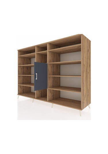 Kronos Dolap 12 Raflı Tek Kapaklı 220x59x163 Çam-antrasit/çam Çam-antrasit/çam