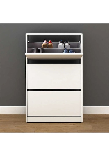 My Design 3 Katlı Büyük Boy Düşer Ayakkabılık Beyaz