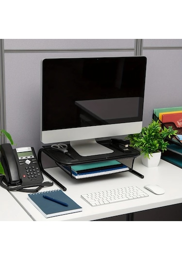 Xuweiwei Siyah Soğutma Havalandırmalı Ergonomik Ayarlanabilir 39 62cm Monitör Standı Dizüstü Bilgisayar Pc Yazıcı Masa Düzenleyici