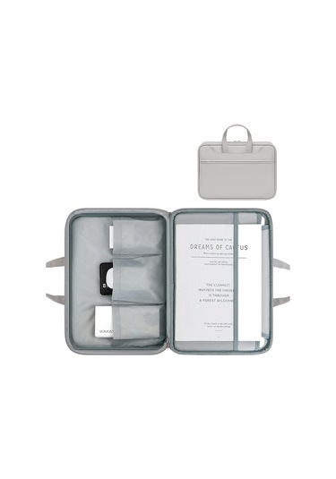 Baona Bn-q006 Pu Deri Tam Açılan Laptop Çanta 15 / 15.6 / 16 İnç Gri Kalınlaşma Siya