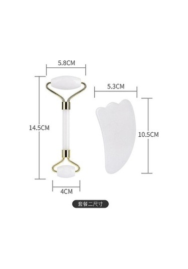 Fontenay Cilt Bakım Seti Doğal Taş, Faceroller Ve Beyaz Kalp Guasha Masaj Taşı 2 Li