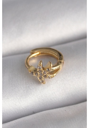 316l Çelik Gold Renk Zirkon Taşlı Deniz Yıldızı Model Tragus Piercing Çok Renkli