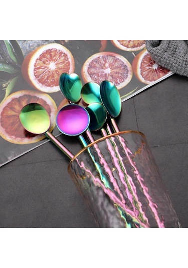 İçme Pipetleri Kaşık Paslanmaz Çelik Yeniden Kullanılabilir Metal Kaşık Pipetler