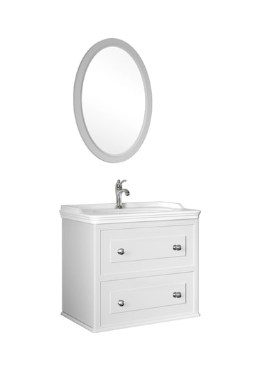 Kale Miro 80 Cm Mat Beyaz Banyo Dolabı Takımı Beyaz