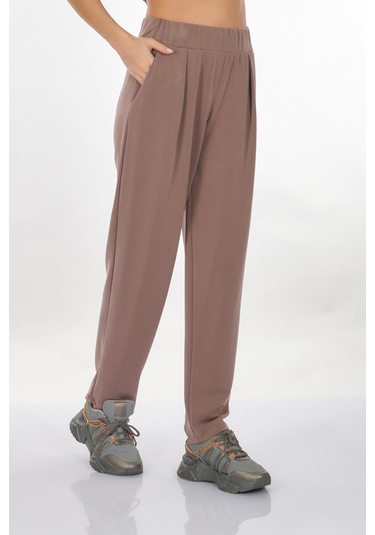 Perspective Lastikli Bel Açık Kahverengi Kadın Pantolon 24790166 001