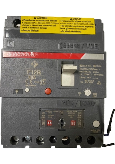 Federal F12R 80A 4 Kutuplu (3 Faz 1 Nötr) Ayar Sahalı Kompakt Şal