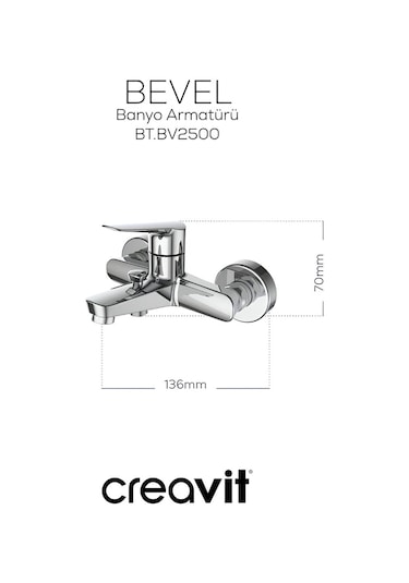 Creavit Bevel Lavabo Banyo Eviye Bataryası 3'lü Set BV1500-BV2500-BV8500 Krom