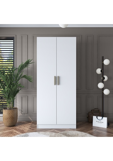 Rani Ba159 Gardırop 2 Kapaklı Raflı 2 Askılı Elbise Dolabı Beyaz