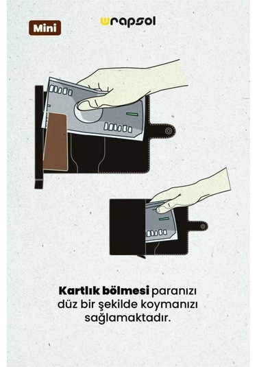 Wrapsol Mekanizmalı Cüzdan Tekli Kahve Karbon Akıllı Kartlık Siyah