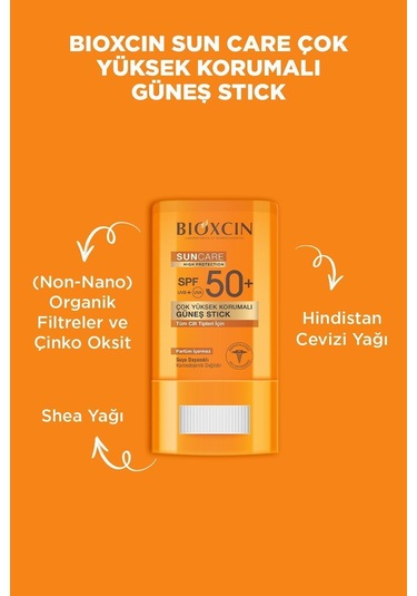Bioxcin Sun Care Stick SPF 50 Hassas Bölgeler İçin Yüksek Korumalı Güneş KremiDry Touch, Mat
