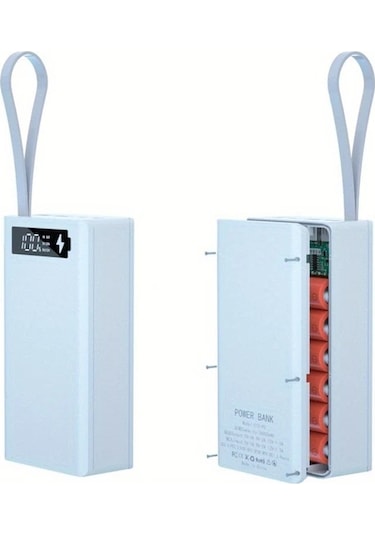 Honeybeeshop Beyaz 12 Bolum Cikarilabilir Kaynak Gerektirmeyen 12 Hucreli 18650 Pil Guc Bankasi Kiti Tasinabilir Guc Kaynagi Kutusu Dıy