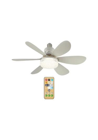 Symbee Ev Çocuk Odası Yatak Odası Kullanıma Uygun Led Fan Lambası, Kum Saçı Akrilik/kristal Abajur Seçenekli, 30w E27, Uzakdan Kumanda İle Sürekli Işık Ayarlama, 42cm Çap