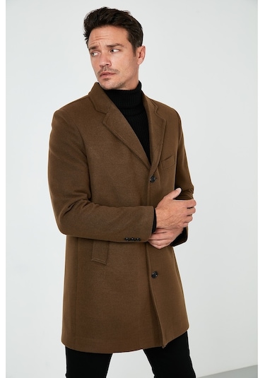 Buratti Slim Fit Tek Yırtmaçlı Düğmeli Mono Yaka Kaşe Erkek Kaban 5840098 Taba Buratti Slim Fit Tek Yırtmaçlı Düğmeli Mono Yaka Kaşe Erkek Kaban 5840098 Taba