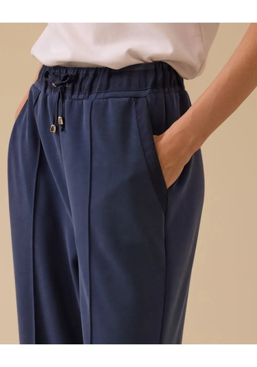 Bağcıklı Bol Paça Pantolon Scl Lacivert