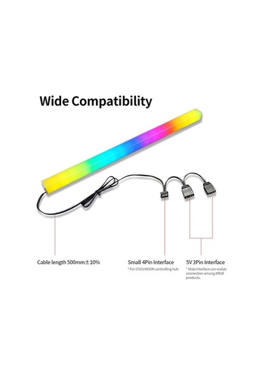 Novahub Coolmoon Rgb Led Şerit 5v 3pin Argb Senkron Pc Işık Bariyeri, Çok Renkli Çok Renkli