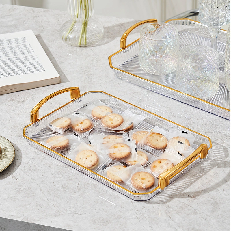 Qingmipy Gümüş Altın Kaplama Çok Amaçlı Servis Tabağı - Meyve, Çay, Pastane, Kek Tepsi Ve Aksesuar Tutucu - Büyük Boy 40.7x27.6x5.5 Cm