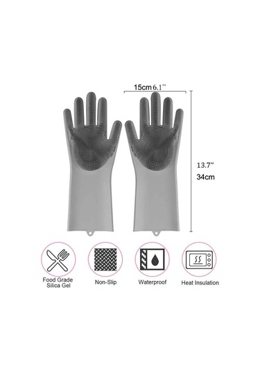 Sihirli Silikon Bulaşık Eldiveni Dayanıklı Yumuşak Kaliteli Silikon 1 Adet Gri