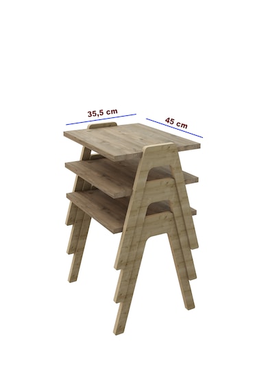 Azra - 3 Lü Zigon Sehpa Takımı Atlantik Çam -modern Ve Fonksiyonel / Orta Sehpa / Dekoratif Atlantikçam