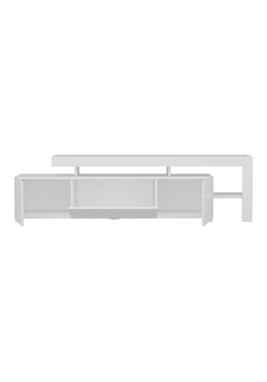 Beliz Modern LED Işıklı 3 Kapaklı, Raflı TV Sehpası – 192 cm, Beyaz