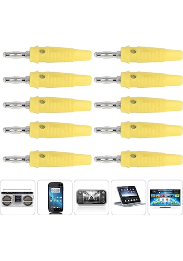 Yaozixa 10 Adet Sarı 4mm Muz Şarjı, Elektrikli Cihazlar İçin Sıkı Ve Sabit Akım Taşıyan Bağlantı Terminali Seti
