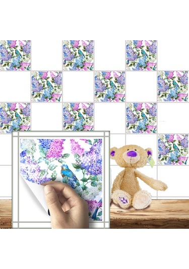 Dianziye Klasik Akdeniz Stili Pvc Otomatik Yapışkan Duvar Çini Sticker 20x20cm 10 Adet - Zengin Dekor Ve Kolay Uygulama Diğer