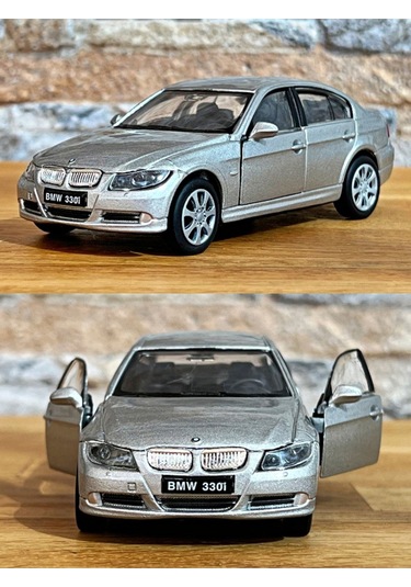 Bmw 330i Çek Bırak Die - Cast Metal Model Araba - Gri 11.5 Cm