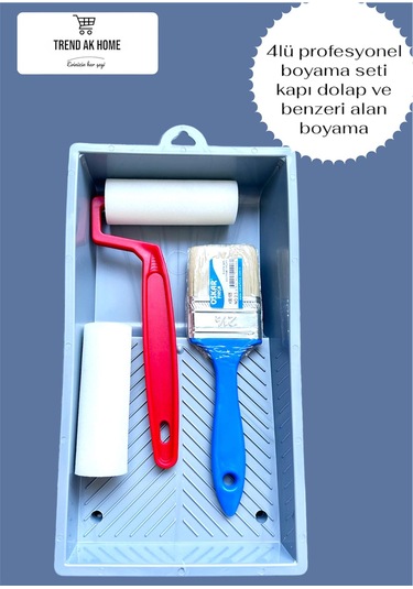 4lü Profesyonel Boyacı Seet Kapı Dolap Ve Benzeri Alan Boyama Fırça Plastik Rulo Yedek Rulo Başlık