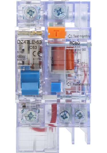 Moveevo Dz47le-63 1p+n C63 Ev Elektrik Sigortası, Şeffaf Akım Korumalı Anahtar, Ev Ve Ofis Tüketim Akımı Koruyucu, 0.03a Sızıntı Akımı, 0.1s Hızlı Kapanma