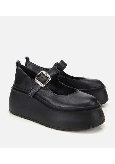 Hotiç Kadın Deri Siyah Dolgu Topuklu Tokalı Babet 01ayh315730a100 01ayh315730a100 Siyah