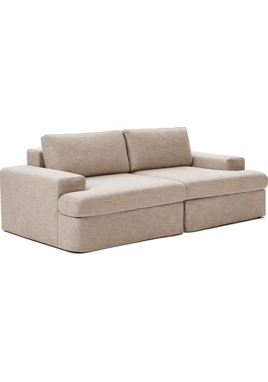 Mode Siesta Pro Kuş Tüyü Kanepe 2 Modül 11 Kahverengi Keten Kumaş