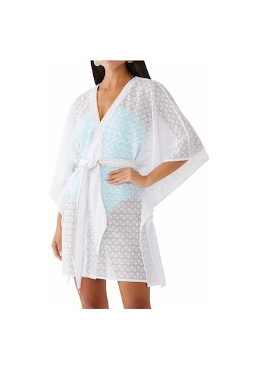 Naia Sorrento Kelebek Açık Ön Kaftan Beyaz