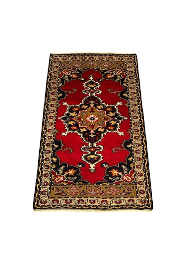 Burak Halı El Dokuma Kırmızı 88 x 142  CM %100 Yün Kök Boya Yörük Halısı