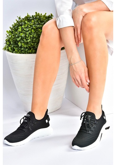 Fox Shoes Siyah/beyaz Triko Kumaş Kadın Spor Ayakkabı M702006204 Siyah/beyaz-kumaş Çok Renkli