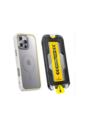 Aohi The Future İphone Uyumlu 16 Pro Max Kılıfı Beyaz, Tam Kaplayan Kırılmaz Temperli Camlı Koruma-ssc14213