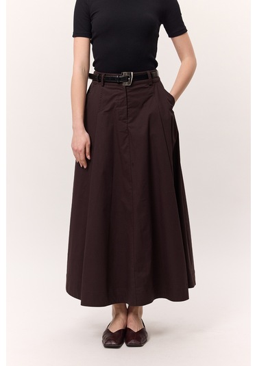 Cep Detaylı Geniş Etek Mürdüm Mürdüm