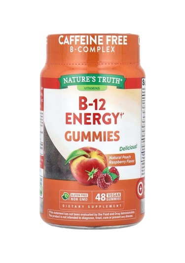 Nature's Truth, B-12 Energy Gummies, Natural Peach Raspberry, 48 Vegan Gummies