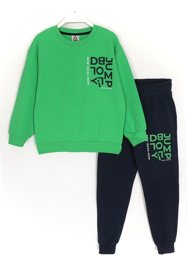 Ön Ve Arkası Baskılı Fırçalı Kumaş Uzun Kollu Erkek Çocuk Eşof...