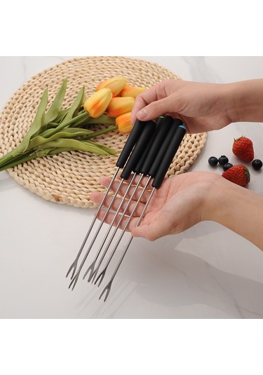 Mufunye 6'lı Paslanmaz Çelik Çatal Seti: Peynir, Meyve, Tatlı Ve Çikolata Servisi İçin Plastik Kollü Pratik Çatal Diğer