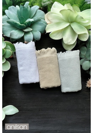 6'lı Jelena El Havlusu - 50x90 Cm, 225 Gr, %100 Pamuk, Spa Ve Otel Havlusu, Günlük Kullanıma Uygun Gri - Beyaz