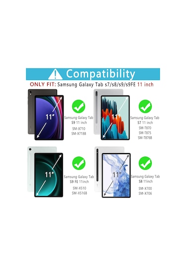 Jeemson Samsung Galaxy Uyumlu Tab S7/s8/s9/s9 Fe 11" İçin 7 Renkli Işıklı Bluetooth Klavye + Korumalı Kılıf, Kalem Dolabı Ve Multi-açı Ayarı, Hafif Mor