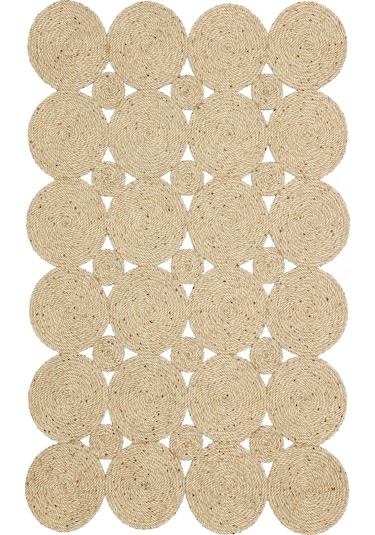 Patna Ptn 01 Natural Jüt Hasır Görünümlü Hav Toz Vermez Dekoratif Örgü Halı