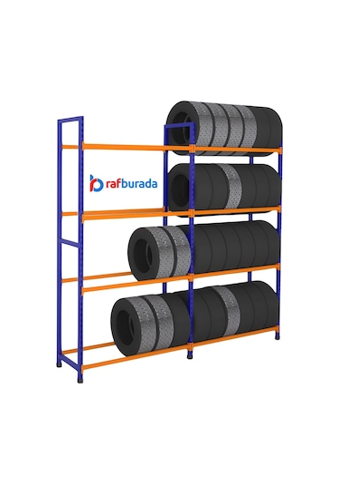 Rafburada Rafburada® 4 Katlı Lastik Rafı, Lastik Istifleme Rafı.