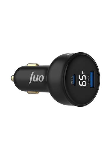 Juo 65w Led Ekranlı Type-c + Usb-a Araç Şarj Aleti İphone & Android & Notebook Araç İçi Şarj Cihazı