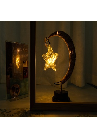 Kosona El Yapımı Demir Çelik Yıldız Şekilli Led Işık Zinciri, Ip44 Koruma Ve Pilli Besleme İle Romantik Noel Ve Odalar İçin Dekoratif Gece Lambası Diğer