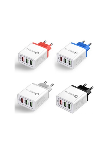 Sandwich 3 Usb Qc 3.0 Hızlı Şarj Cihazı, Ev Ve Seyahat İçin, 100-240v, İos & Android Uyumlu