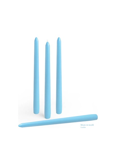 4 Lu Açık Mavi Şamdan Mum Açık Mavi